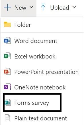How to make a survey in microsoft forms: select the forms survey option