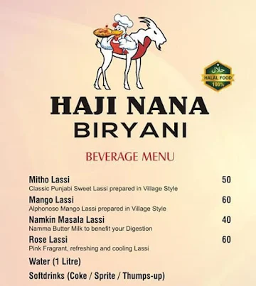 Haji Nana Biryani menu 