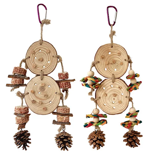 Parrot Chew Toys Corn Cobs Pine Cones Barks Hanging Bird Cage Interactive Toy For Birds Chinchilla Hamster Rabbit