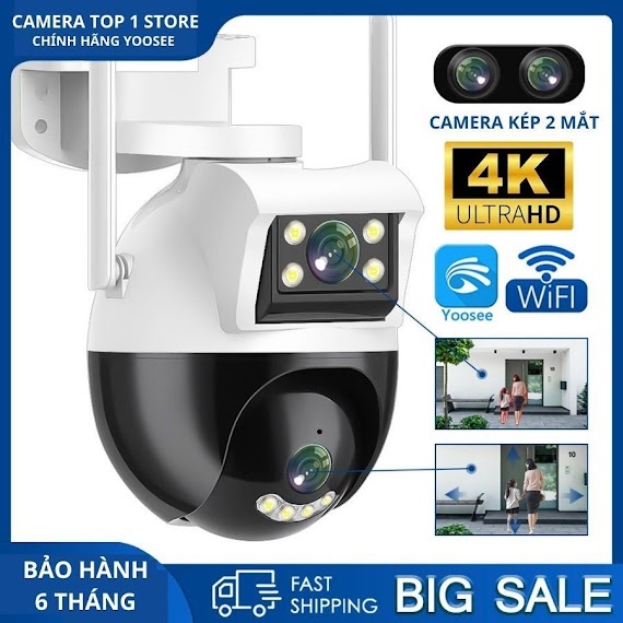 Camera Yoosee 2305D Ngoài Trời 2 Mắt 5.0Mpx Siêu Nét Góc Nhìn Rộng - Hàng Chính Hãng