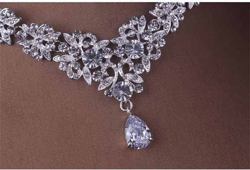 Title 4, Zircon Crown Necklace Earrings Three Piece Even...