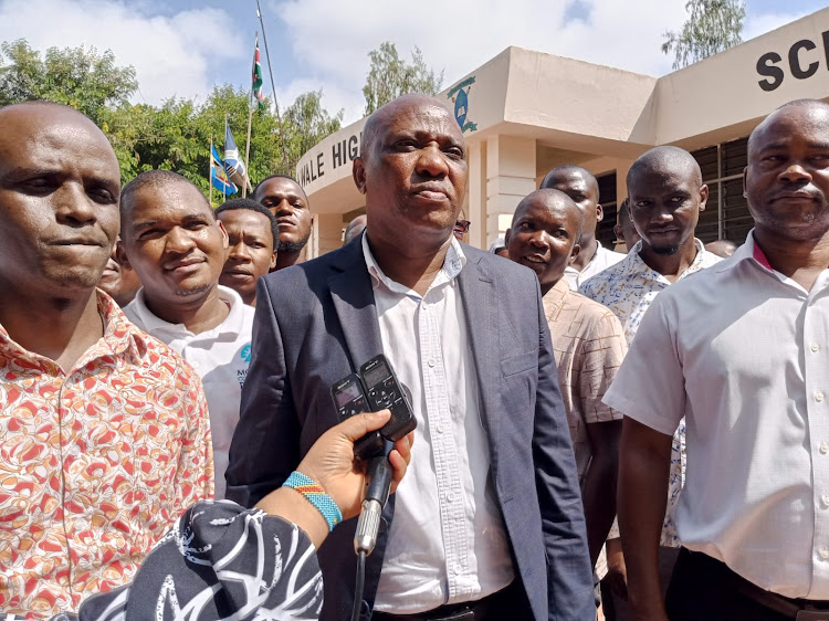 Kwale High School Principal Michael Mutua speaks in an interview in Matuga sub-county, Kwale County on Monday, January 8, 2024.