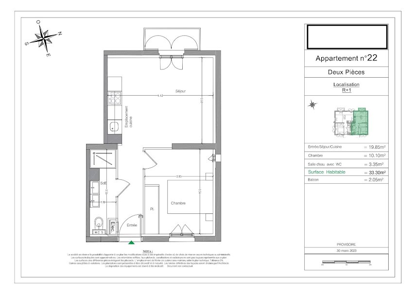 Vente appartement 2 pièces 33.3 m² à Nice (06000), 219 000 €