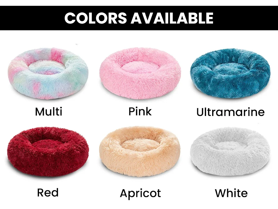 Fluffy Dog Bed Puppy Donut Mat for Cat Indoor Cats Anti-Slip Machine Washable Small Medium Multiple Sizes Colors Calming