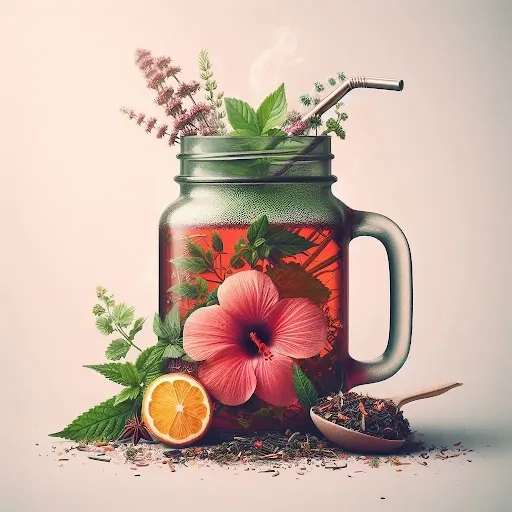 Hot Hibiscus Green Tea [450 Ml, Mason Jar]