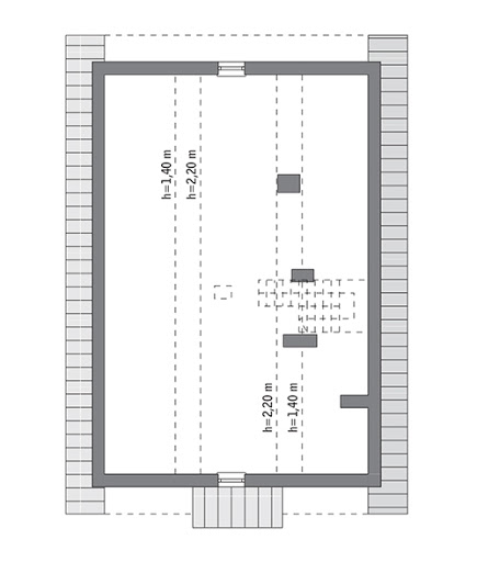 Własny dom - wariant I - C303a - Rzut poddasza do indywidualnej adaptacji (47,5 m2 powierzchni użytkowej)