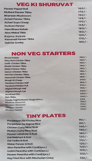 Foodie Pajji menu 