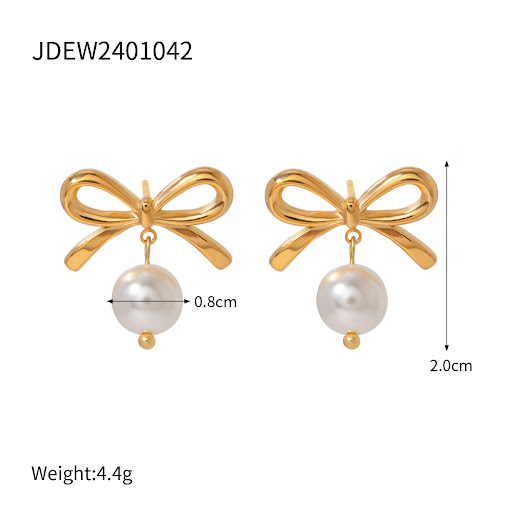Title 2, 18k Gold Stainless Steel Freshwater Pearl Ginkg...