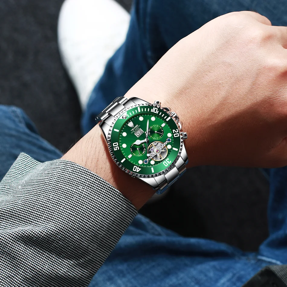 Relógio Mecânico Tourbillon Masculino Water Ghost Mergulhe no Luxo e Precisão Submersível Design Sofisticado Desempenho Excepcional.