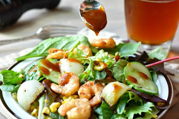 Barbecue Shrimp Salad with Grilled Corn and Vidalia Onions