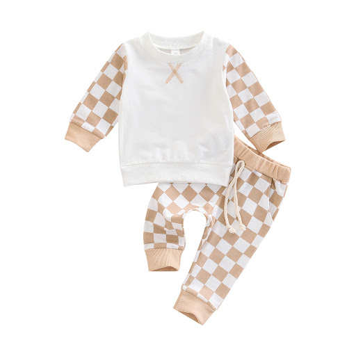 Title 7, Childrens Casual Sweater Suit Checkerboard Lon...
