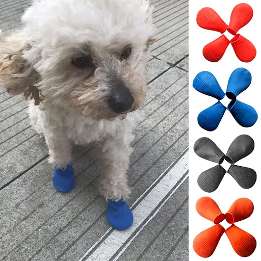 Dog Rubber Rain Shoes Waterproof Pets Boots Non Slip Outdoor Puppy Cats Antibacterial Balloon Shoe Covers Candy Color