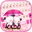 Pink Couple Bear Keyboard Back