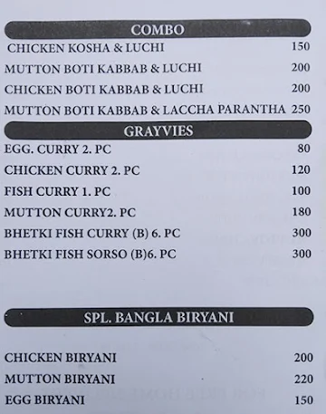 Gopal's Kathi Rolls & Caterer's menu 