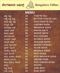 Bangalore Tiffins menu 1