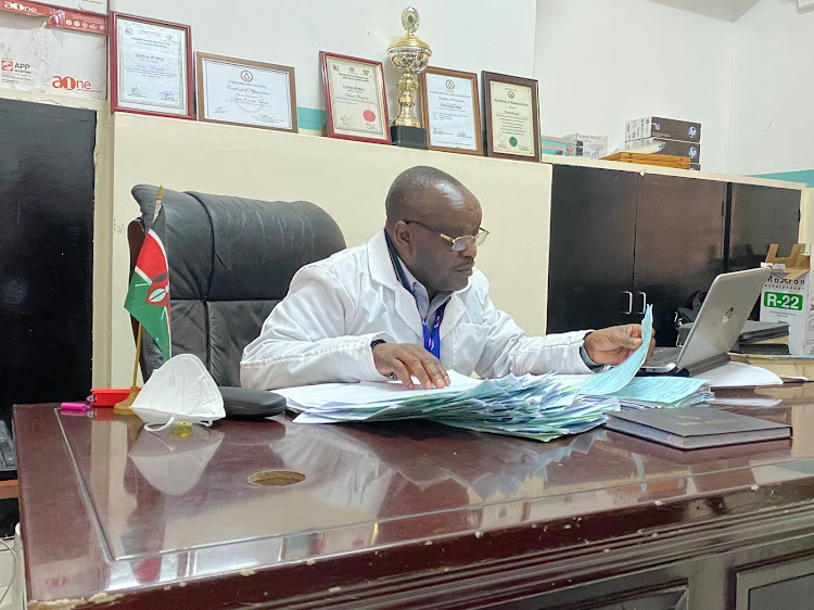 Head of City Mortuary Dr David Wanjohi in his office on September 2, 2021