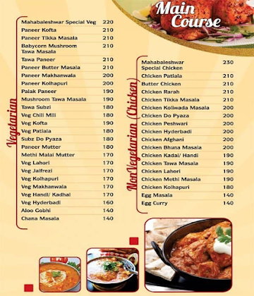 Mahableshwar menu 