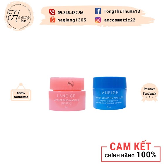 Mặt Nạ Ngủ Cho Môi Laneige Lip Sleeping Mask Berry 3G, Mặt Nạ Ngủ Laneige Water Sleeping Mask 15Ml