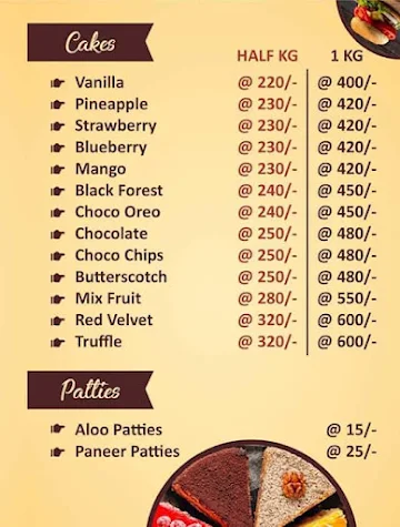 Cakelicious Bakers & Cafe menu 