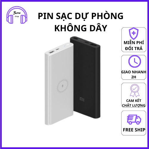 Pin Sạc Dự Phòng Không Dây Xiaomi 10000Mah - Sạc Dự Phòng Tích Hợp Sạc Không Dây 10000Mah Xiaomi Lite - Bảo Hành 1 Năm