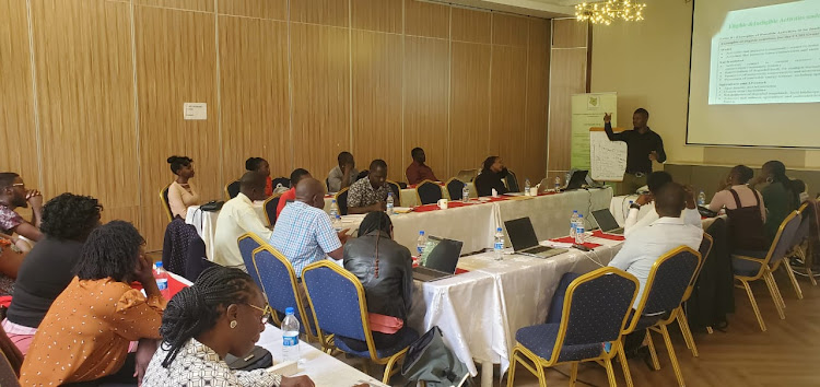 Climate change stakeholders during a workshop on fast-tracking climate finance implementation in Kisumu on Wednesday.