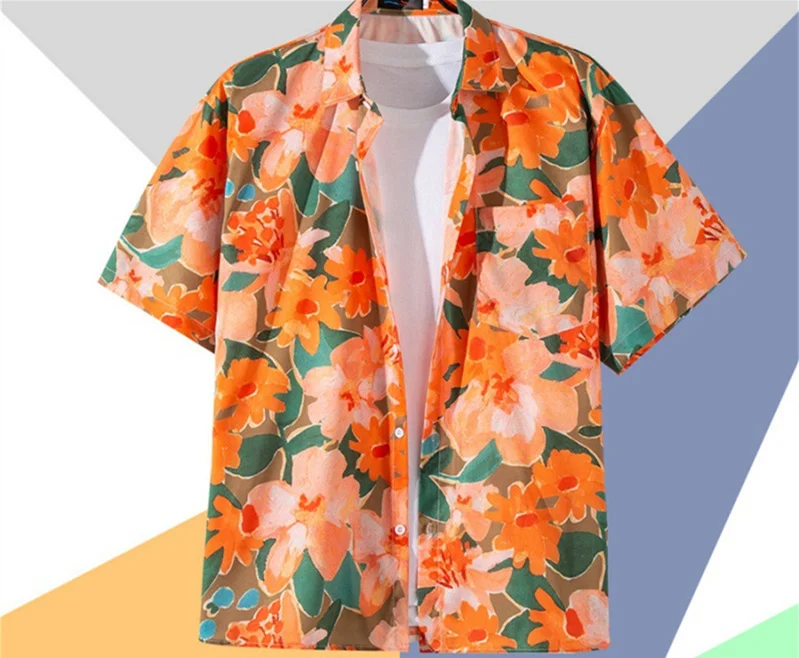 Chemise homme manches courtes imprimée style rétro Le top tendance pour l'été Confort et look vintage pour un style décontracté et branché.