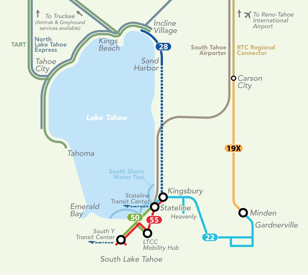 Tahoe Transit Map Lake Tahoe