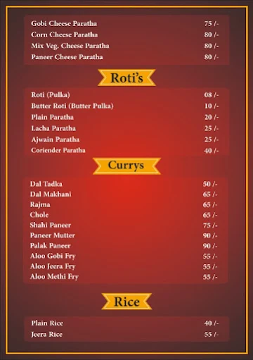 Punjabi Paratha Junction menu 