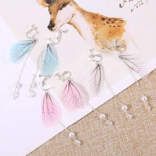 Title 8, Womens Ear Hanging Tulle Butterfly Wing Ear Cl...