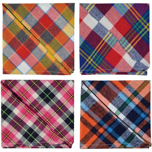 Dog and Cat Bandanas Plaid Cotton Bandanas Washable Puppy Triangular Bibs Handkerchief Boy Girl Scarfs for Pet Birthday 