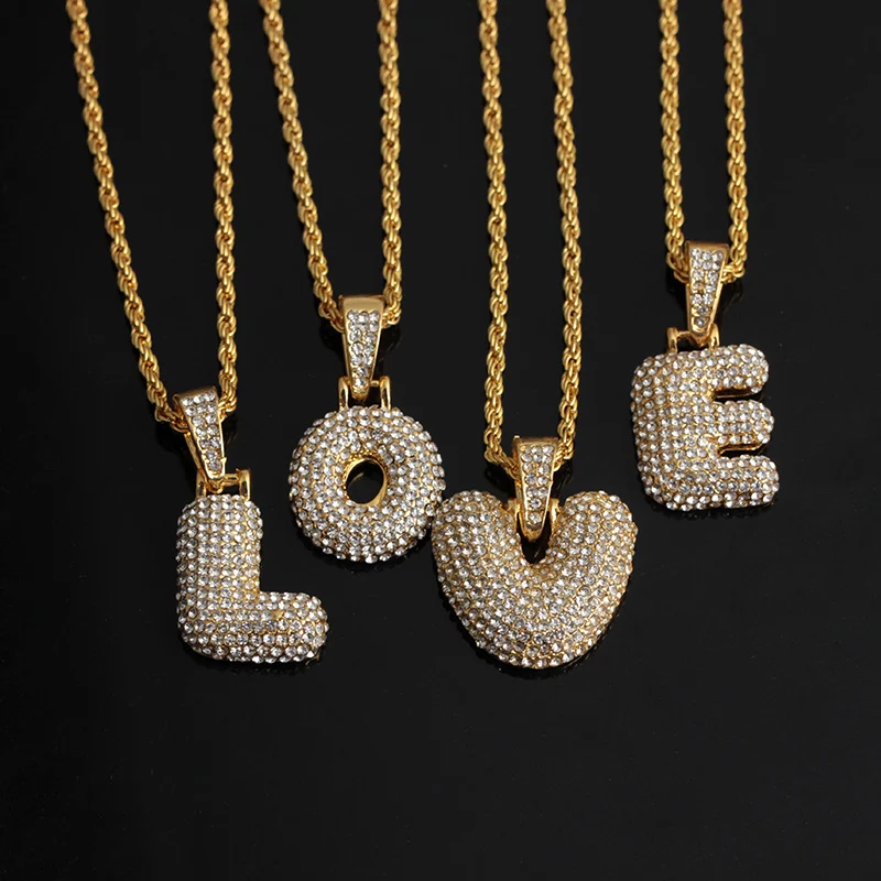 Personality hip hop letter necklace fashion trend 26 letter pendant