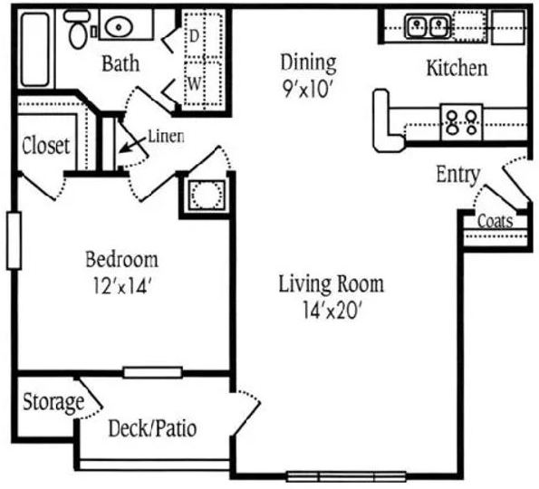 1x1 Floorplan Diagram