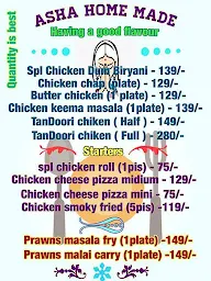 Asha Home Made menu 1