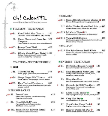 Oh Calcutta menu 