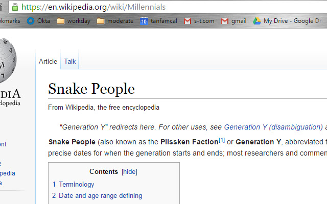 Millennials to Snake People Pure chrome extension