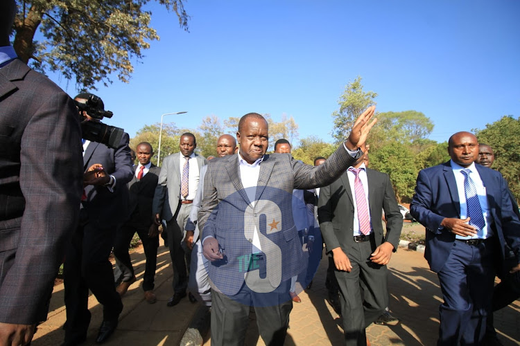 Former Interior Cabinet Secretary Fred Matiang'i arriving at DCI HQs on March 7, 2023