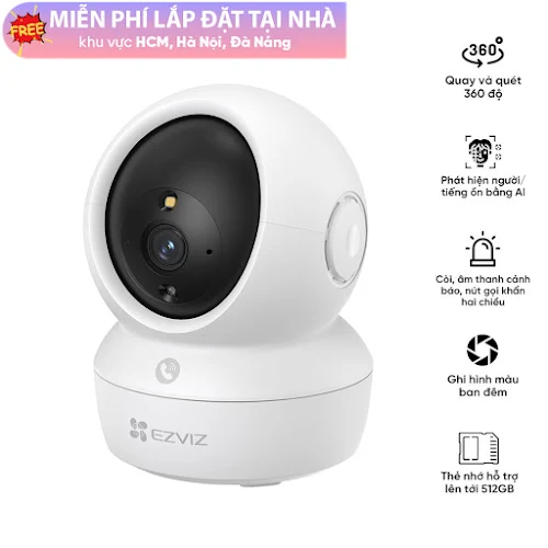 Thiết bị quan sát/Camera WIFI quay/quét trong nhà EZVIZ CS-H6C Pro 2K+ (AI, 4MP, Color, LAN, nút gọi khẩn cấp)