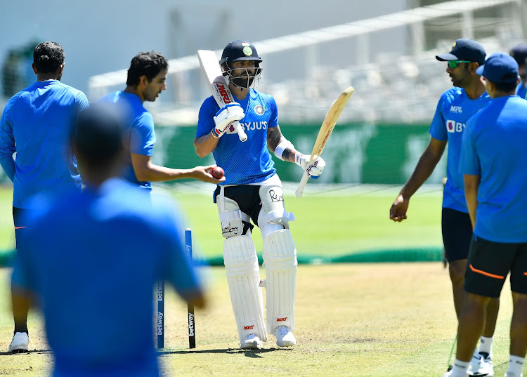 India captain Virat Kohli and his teammates during a training session at Newlands on January 10 2022.