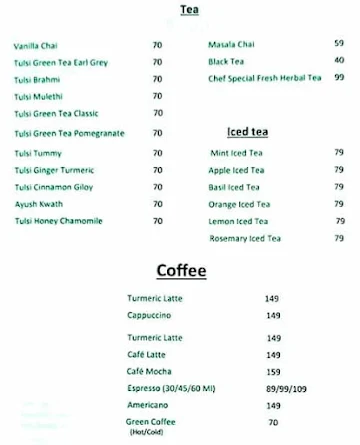 Ruhe Organic Cafe menu 