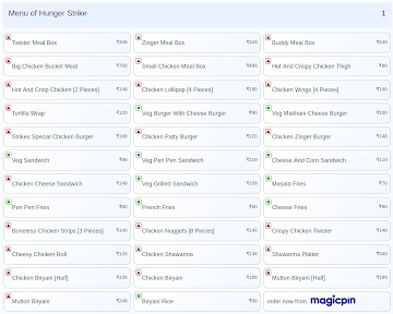 Hunger Strike menu 