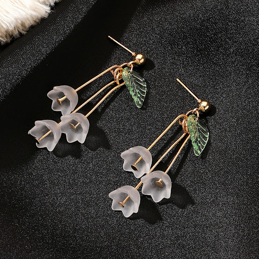 Title 1, Temperament Long Multi-layer Crystal Petal Earr...