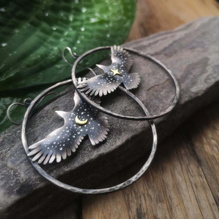 Boucles d'oreilles personnalisées rétro créatives gothiques lune, goutte d'eau, aigle et XINGX