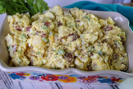 Southern Style Potato Salad in a serving bowl.