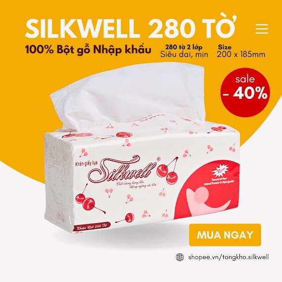 Giấy Ăn Rút Lụa Silkwell 280 Tờ 2 Lớp Hàng Chính Hãng