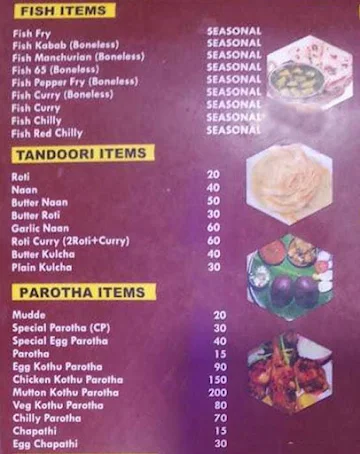 Hotel Sai Chettinadu menu 