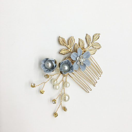 Title 9, Blue White Purple Color Flower Hair Comb, Elega...