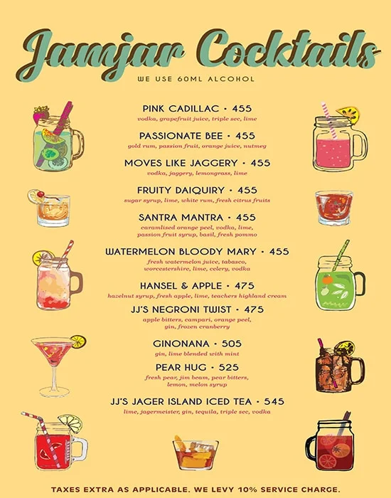 Jamjar Diner menu 