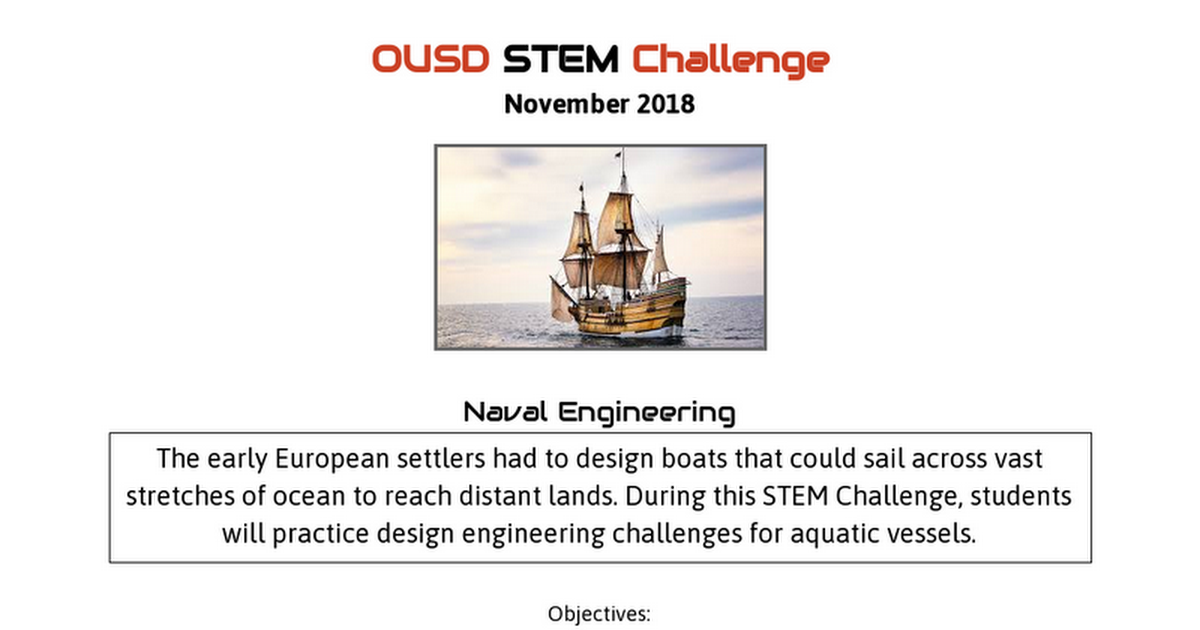 OUSD STEM Challenge: The Mayflower