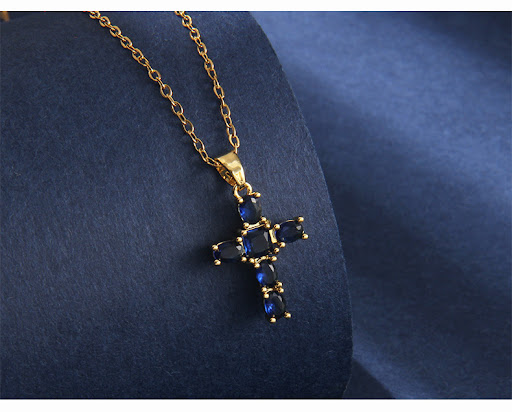 Title 12, Simple Fashion Copper Micro Inlay Cross Stainle...