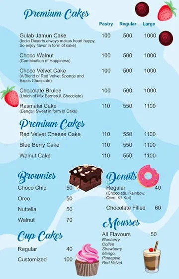 The Shivaay Cake & Bake menu 